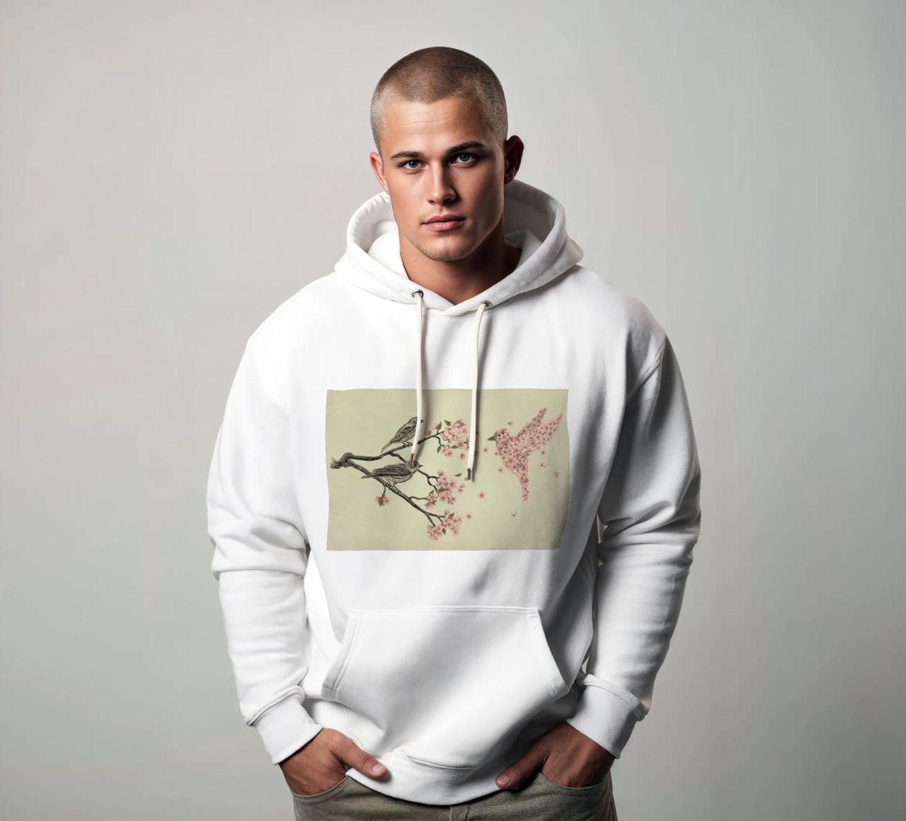 Blossom Bird sudadera con capucha de Terry Fan