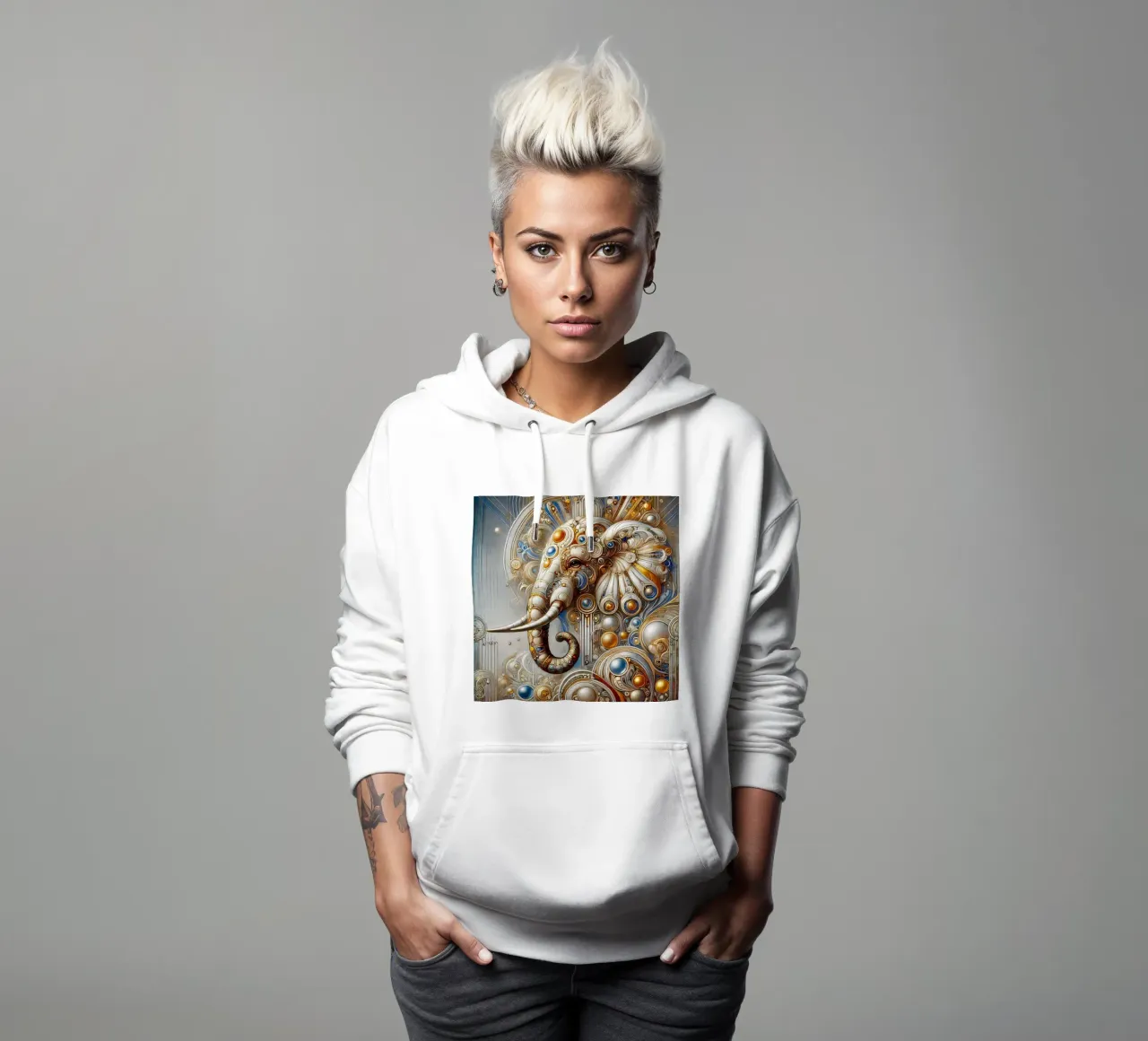 Elefante bianco felpa con cappuccio da Art-Nouveau-Dsg