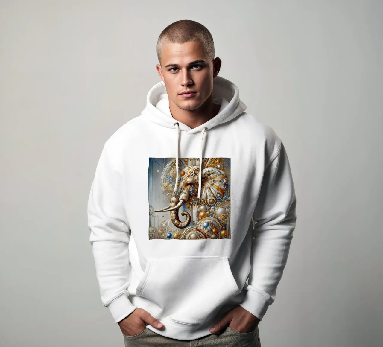 Elefante bianco felpa con cappuccio da Art-Nouveau-Dsg