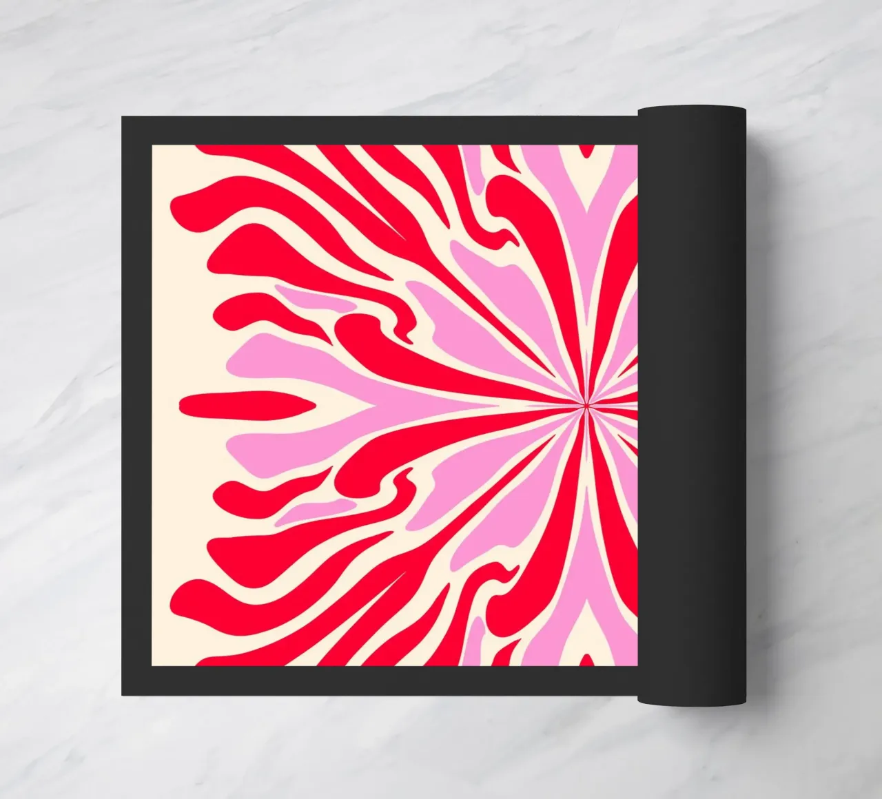 Pétalos simétricos psicodélicos abstractos rosa y rojo felpudo de Wackapacka