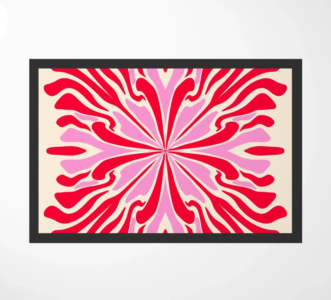 Pétalos simétricos psicodélicos abstractos rosa y rojo felpudo de Wackapacka