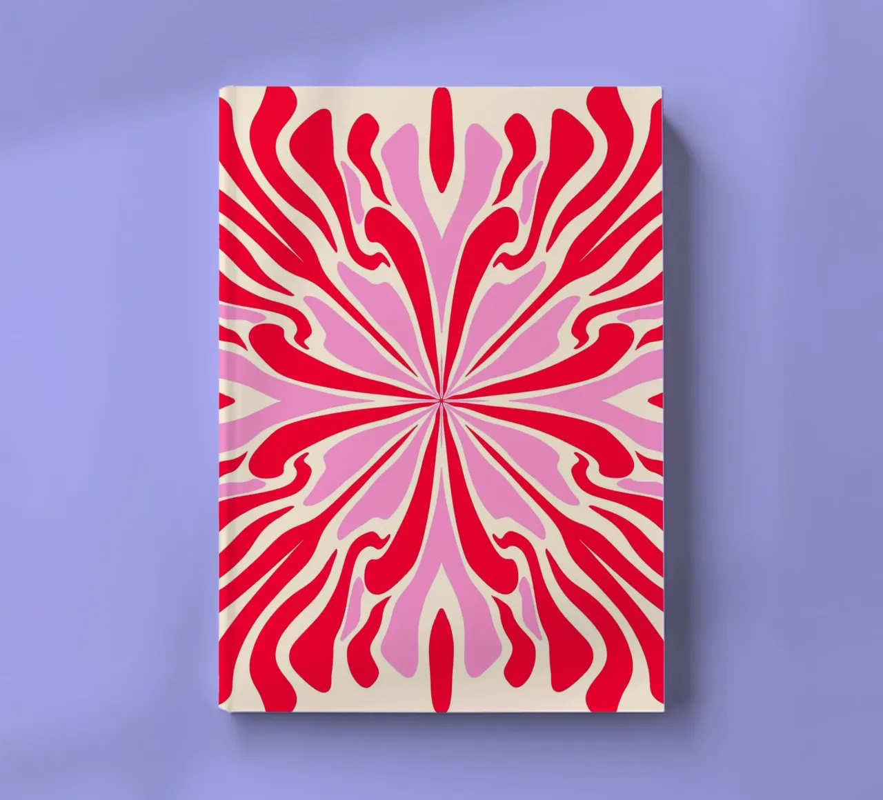 Abstract psychedelic symmetrical petals pink and red notebook by Wackapacka
