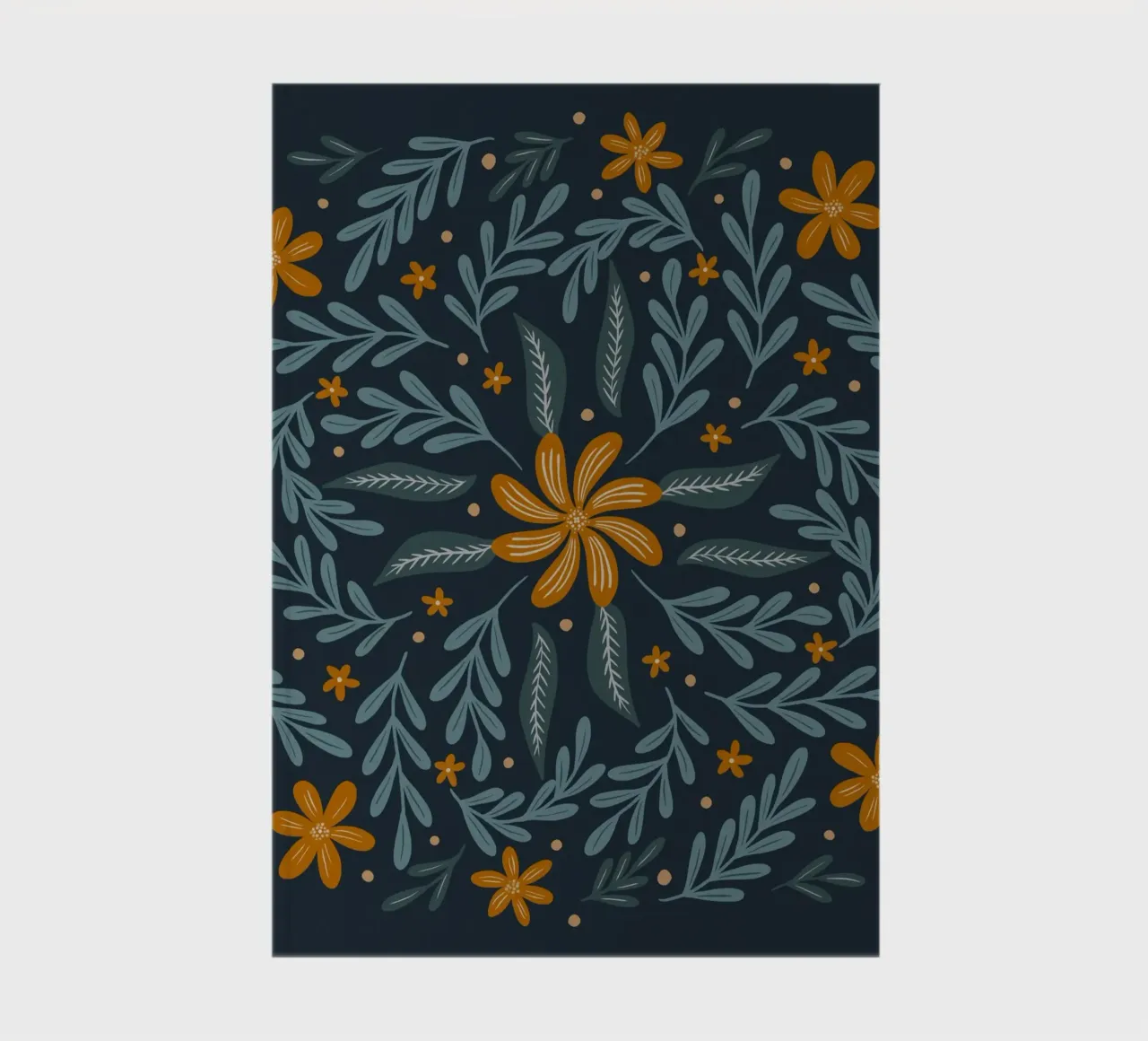 Kreisförmige Blüten - Indigo und Orange Notizbuch von Wackapacka