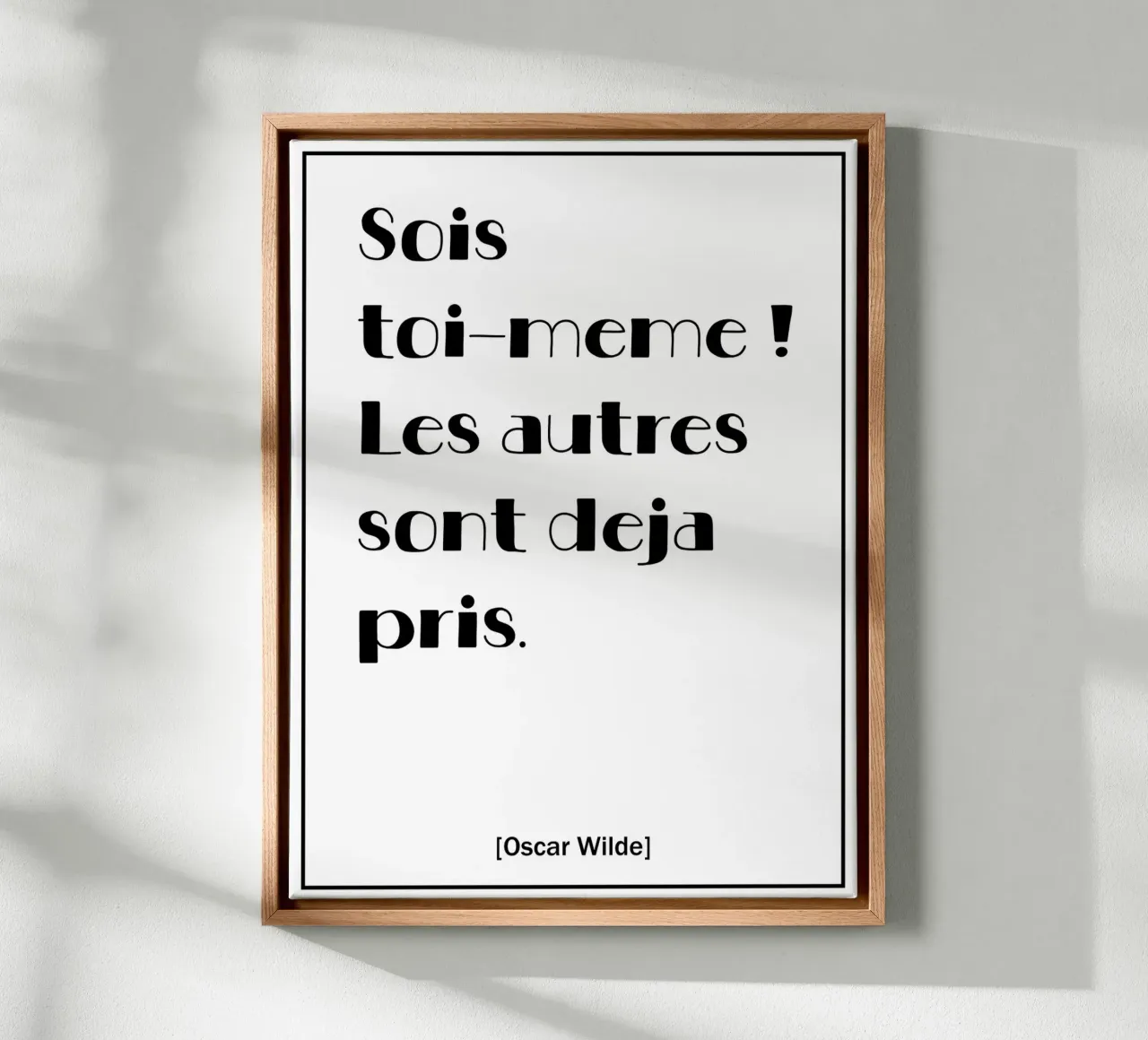 Poster con citazioni ispirate di Oscar Wilde in francese tela con Cornice a cassetta da Wall of Words