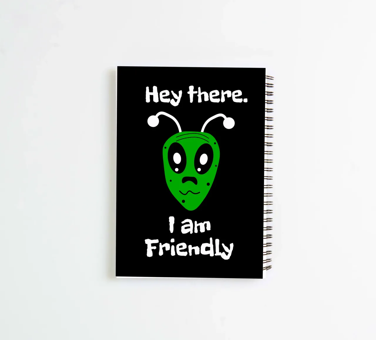 Friendly Alien spiral notebook by happieeagle