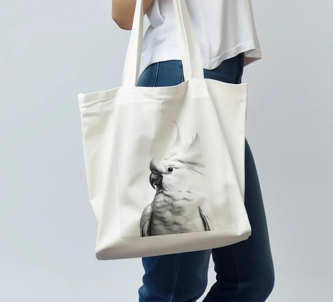 Coco Carino il cacatua borsa in juta da Carinaprint