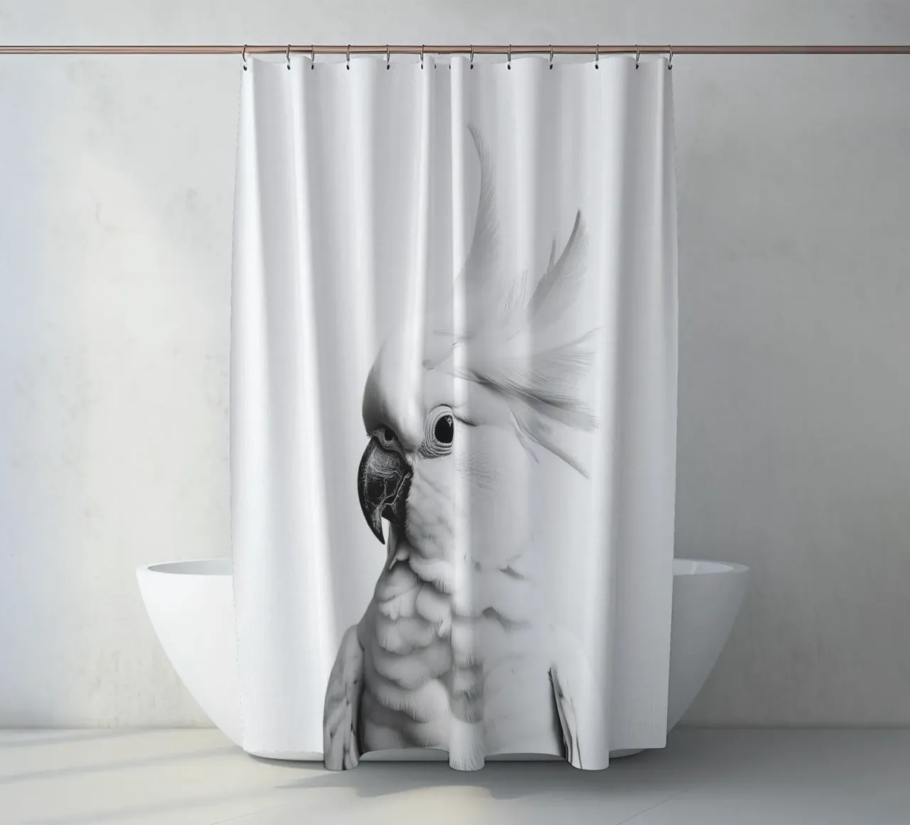 Coco Simpática cacatúa cortina de baño de Carinaprint