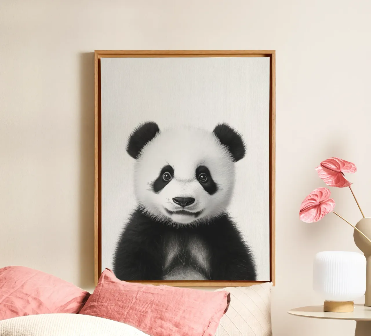Jiao simpatico cucciolo di panda tela con Cornice a cassetta da Carinaprint