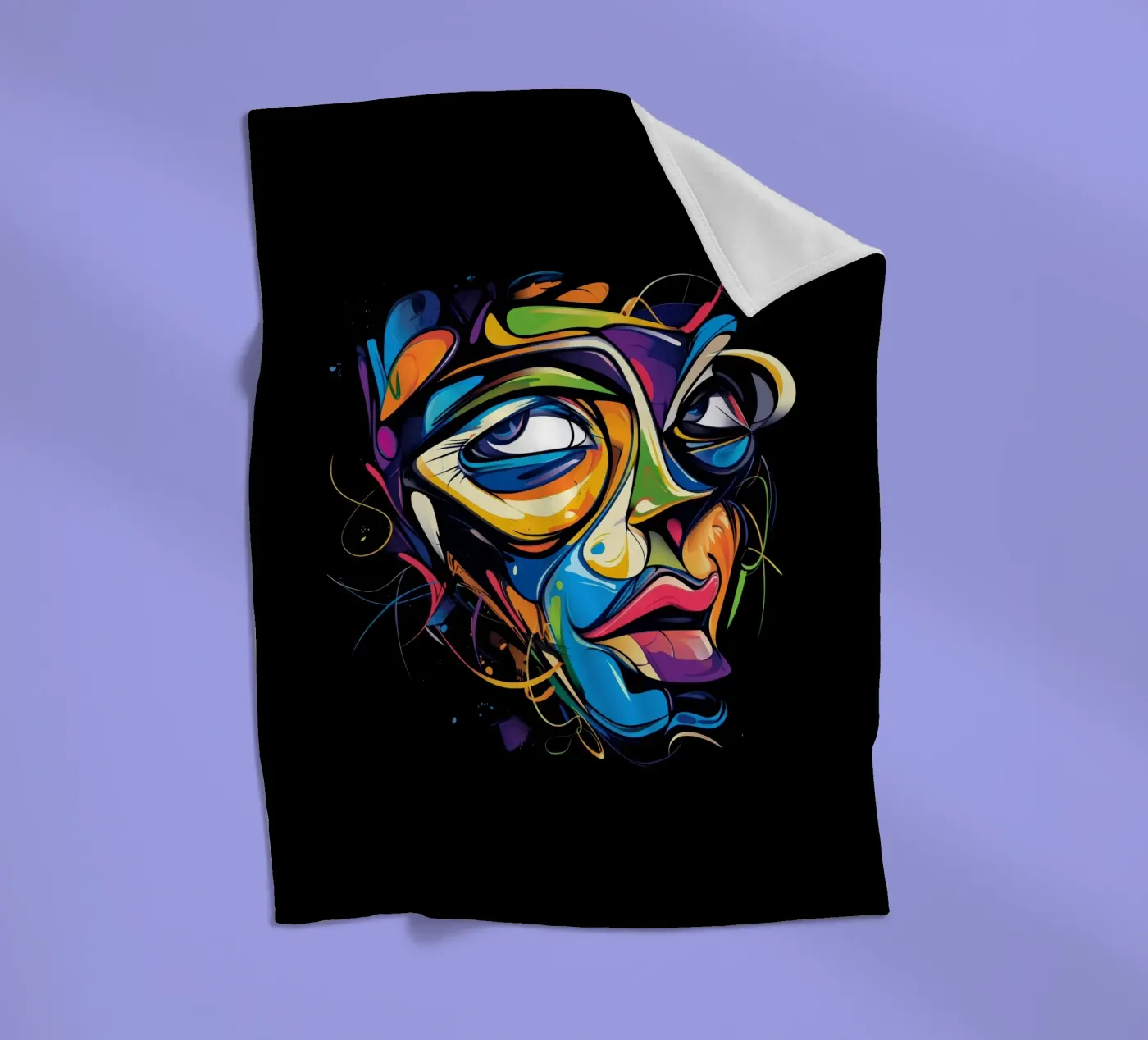 Face #1 Fleecedecke von Art Unleashed