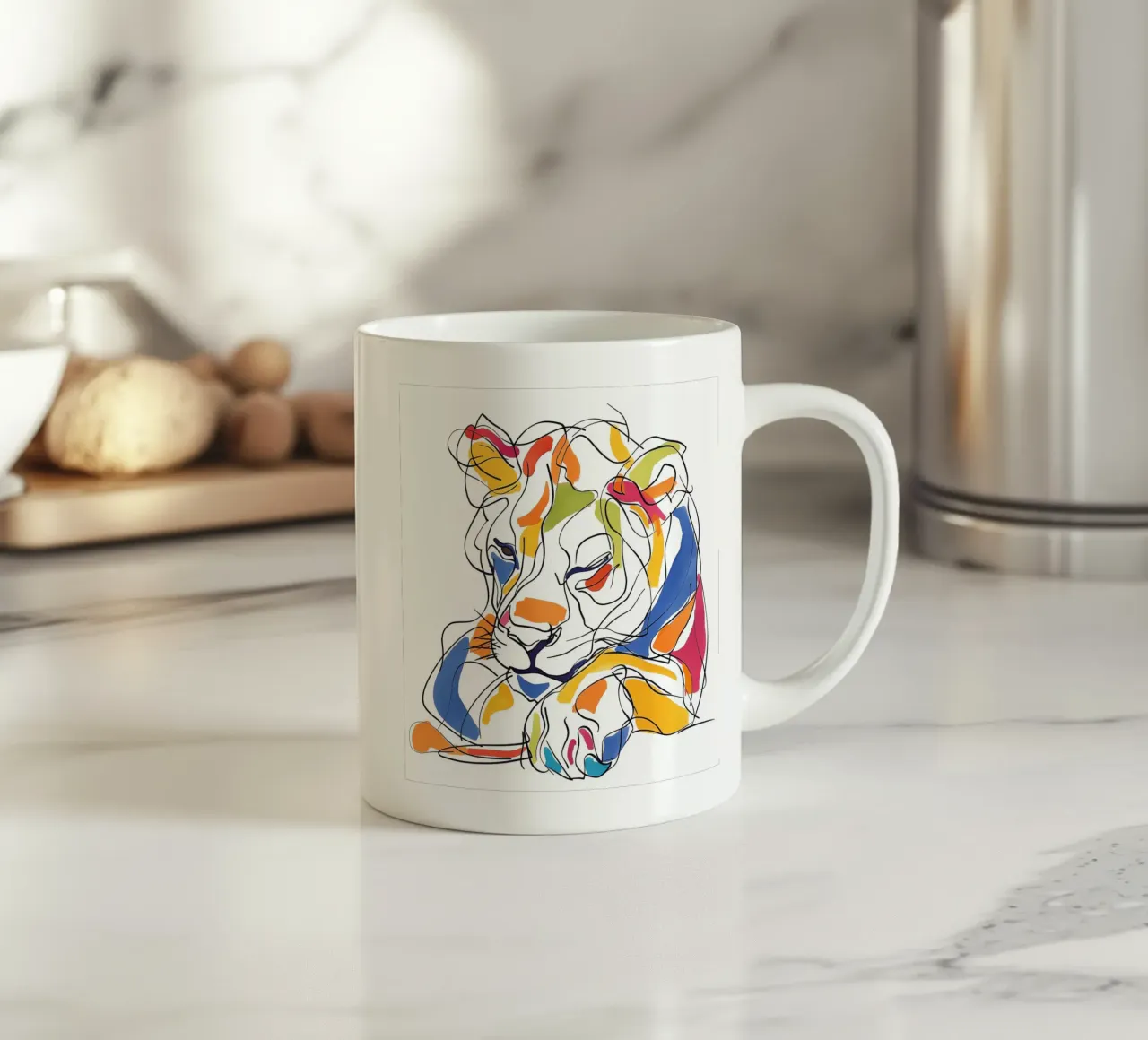 ANIMAUX MAJESTUEUX DESSIN AU TRAITS tazza in ceramica da Art Digital Visuel