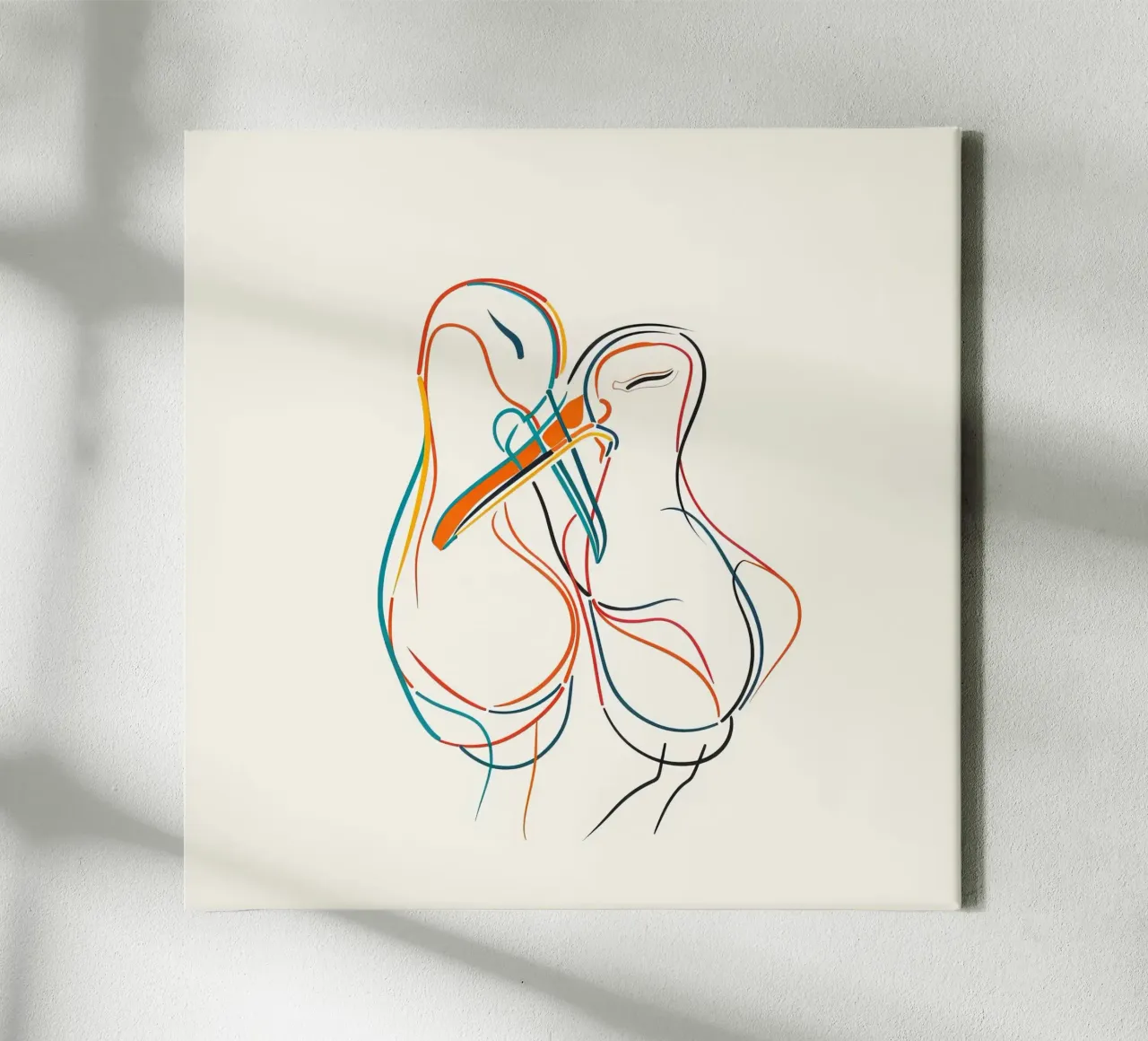 ANIMAUX MAJESTUEUX DESSIN AU TRAITS canvas met Baklijst van Art Digital Visuel