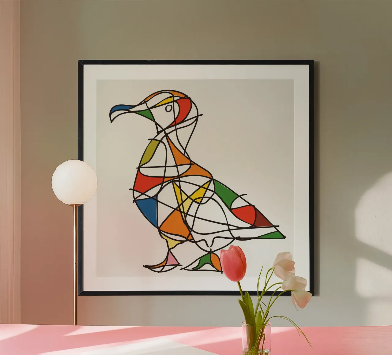 ANIMAUX MAJESTUEUX DESSIN AU TRAITS poster con telaio in legno da Art Digital Visuel