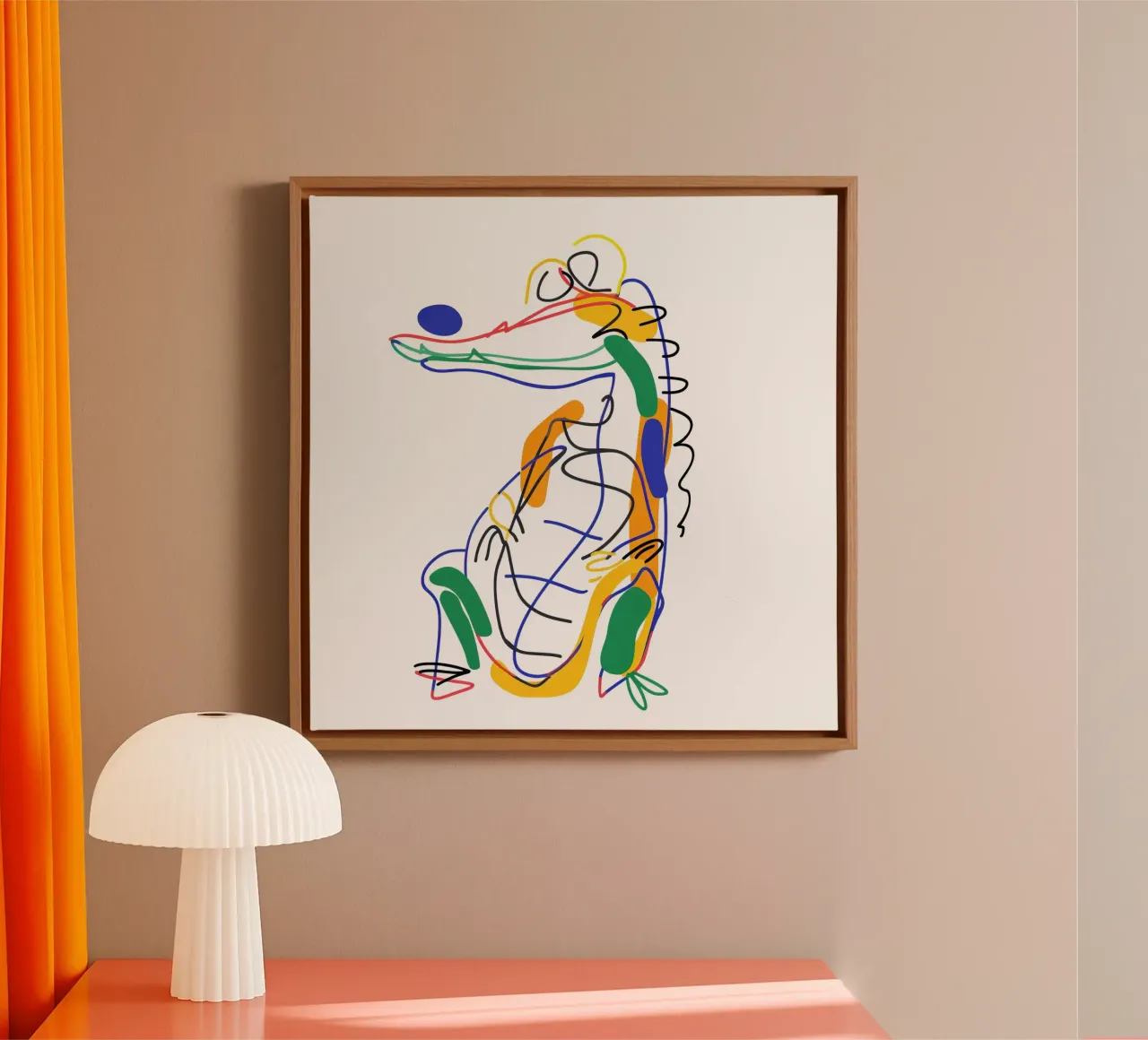 LIJNTEKENINGEN MAJESTUEUZE DIEREN canvas met Baklijst van Art Digital Visuel