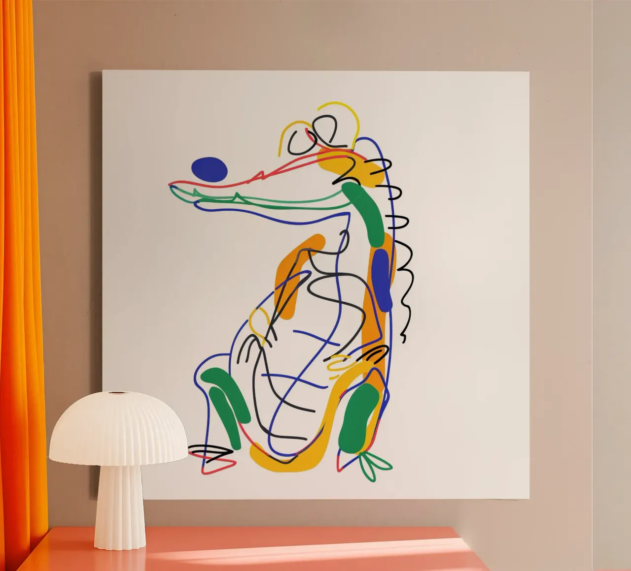 LIJNTEKENINGEN MAJESTUEUZE DIEREN canvas met Baklijst van Art Digital Visuel