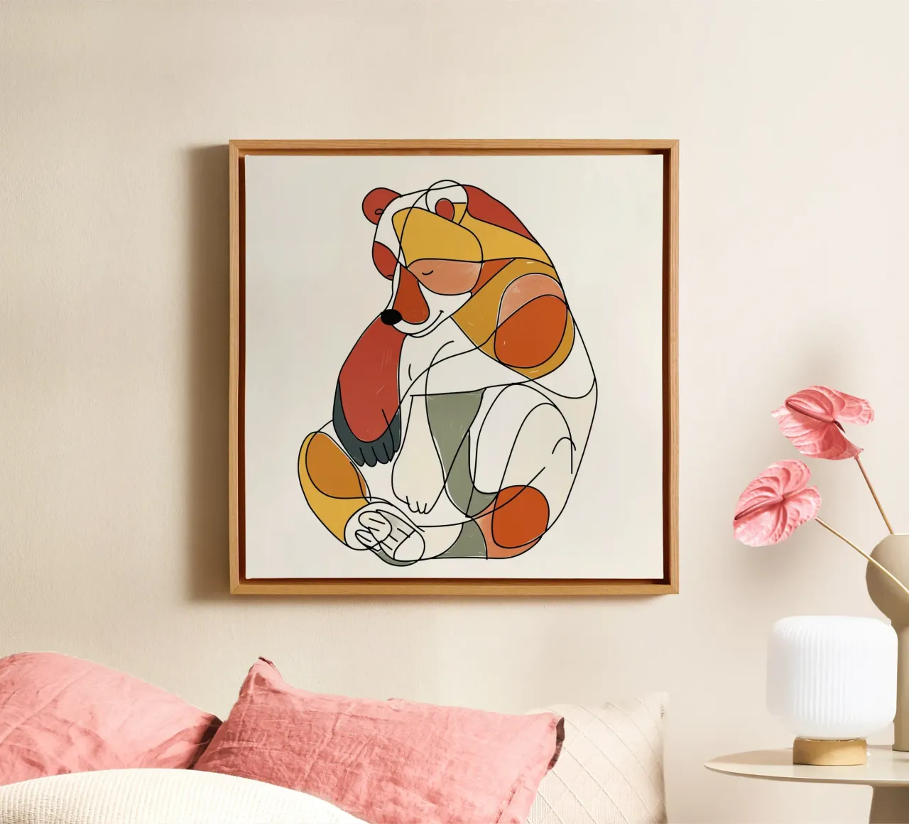 LIJNTEKENINGEN MAJESTUEUZE DIEREN canvas met Baklijst van Art Digital Visuel