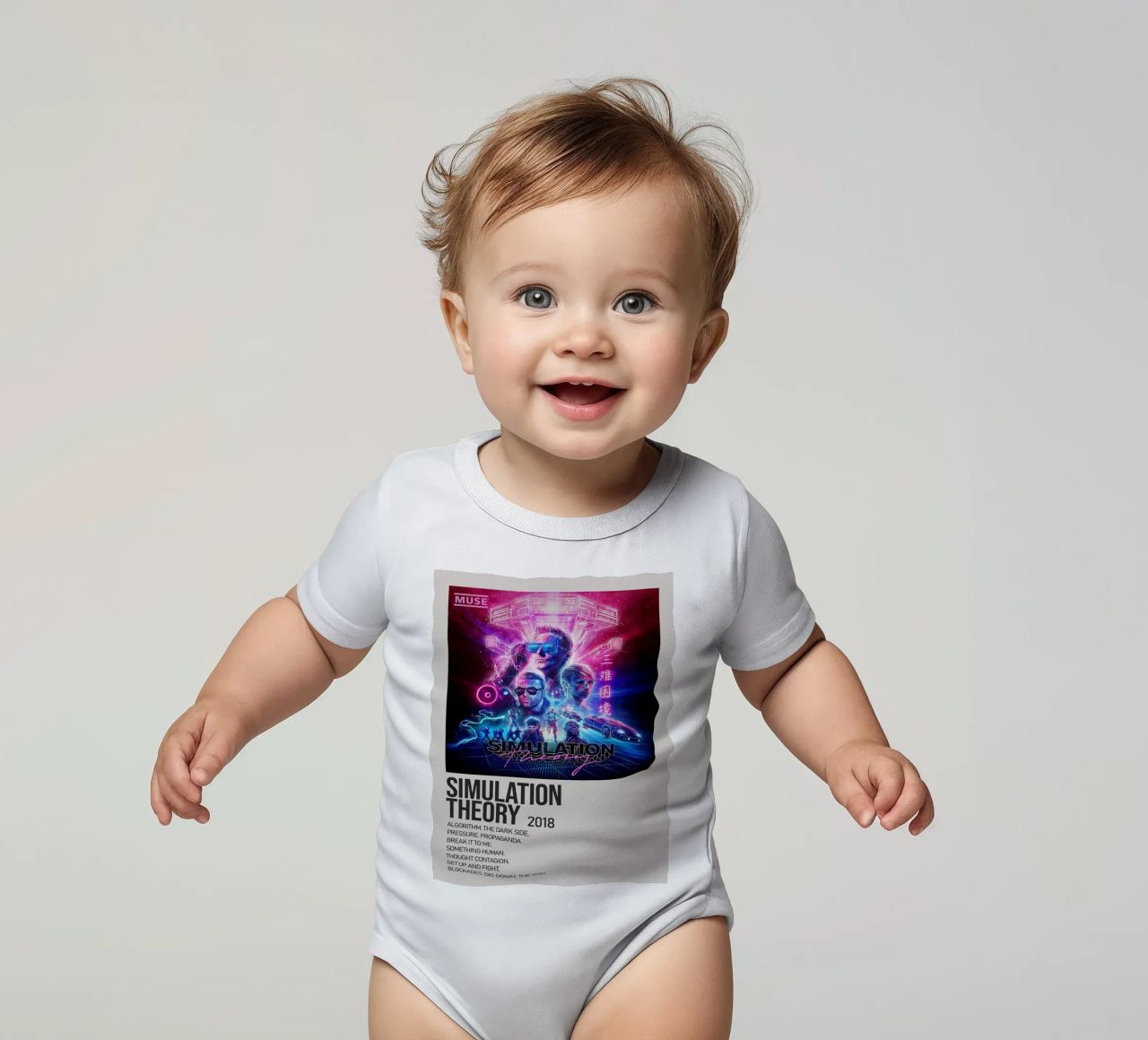 SIMULATION SIMULATION THEORY 2018 body neonato maniche corte da SoundStudio