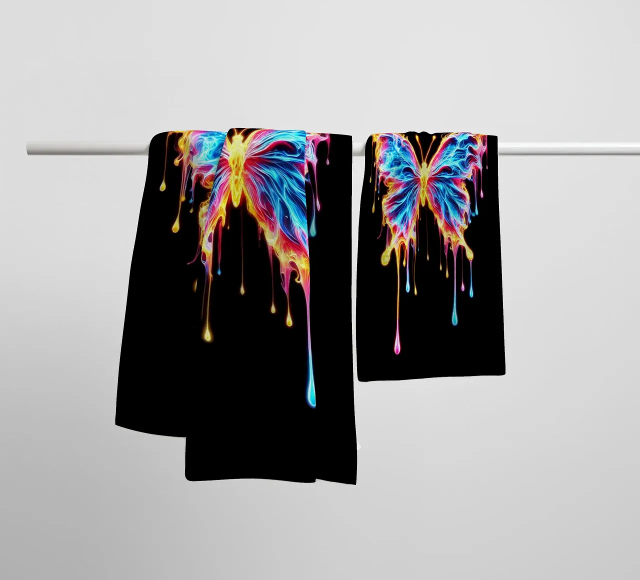 The Last Flutter | Glowing Butterfly towel by Metallic Meltdown