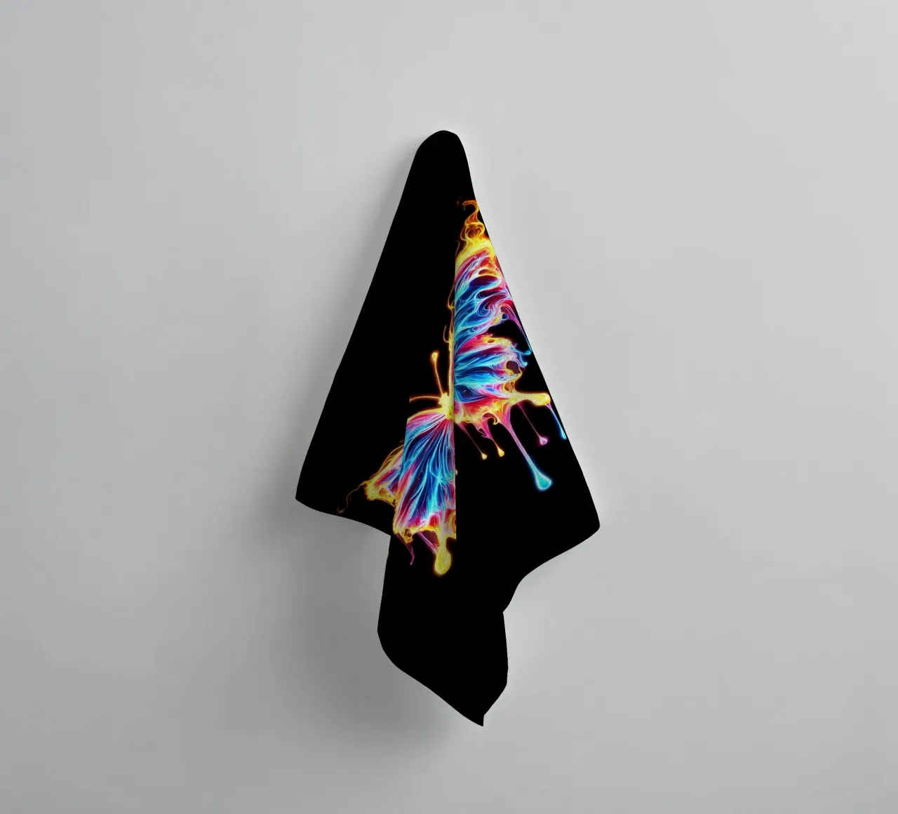 The Last Flutter | Glowing Butterfly towel by Metallic Meltdown