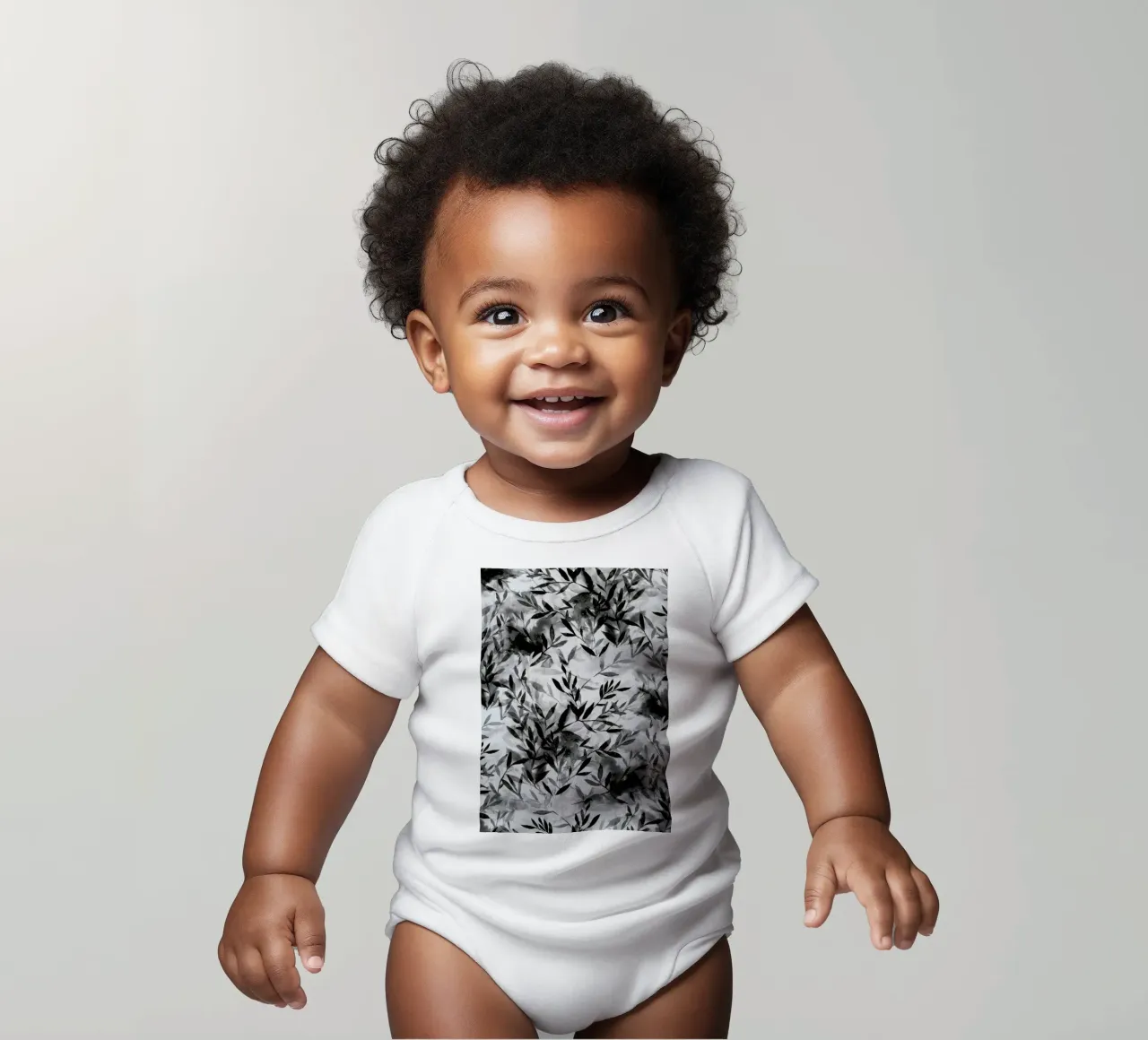 Changes layered leaves watercolor short-sleeve baby romper by Jacqueline Maldonado