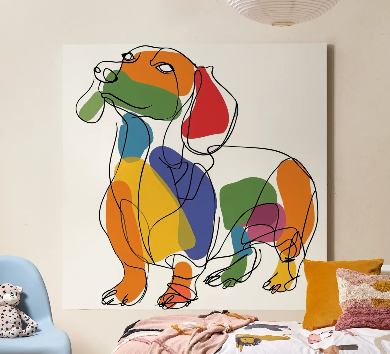 LIJNTEKENINGEN MAJESTUEUZE DIEREN canvas met Baklijst van Art Digital Visuel