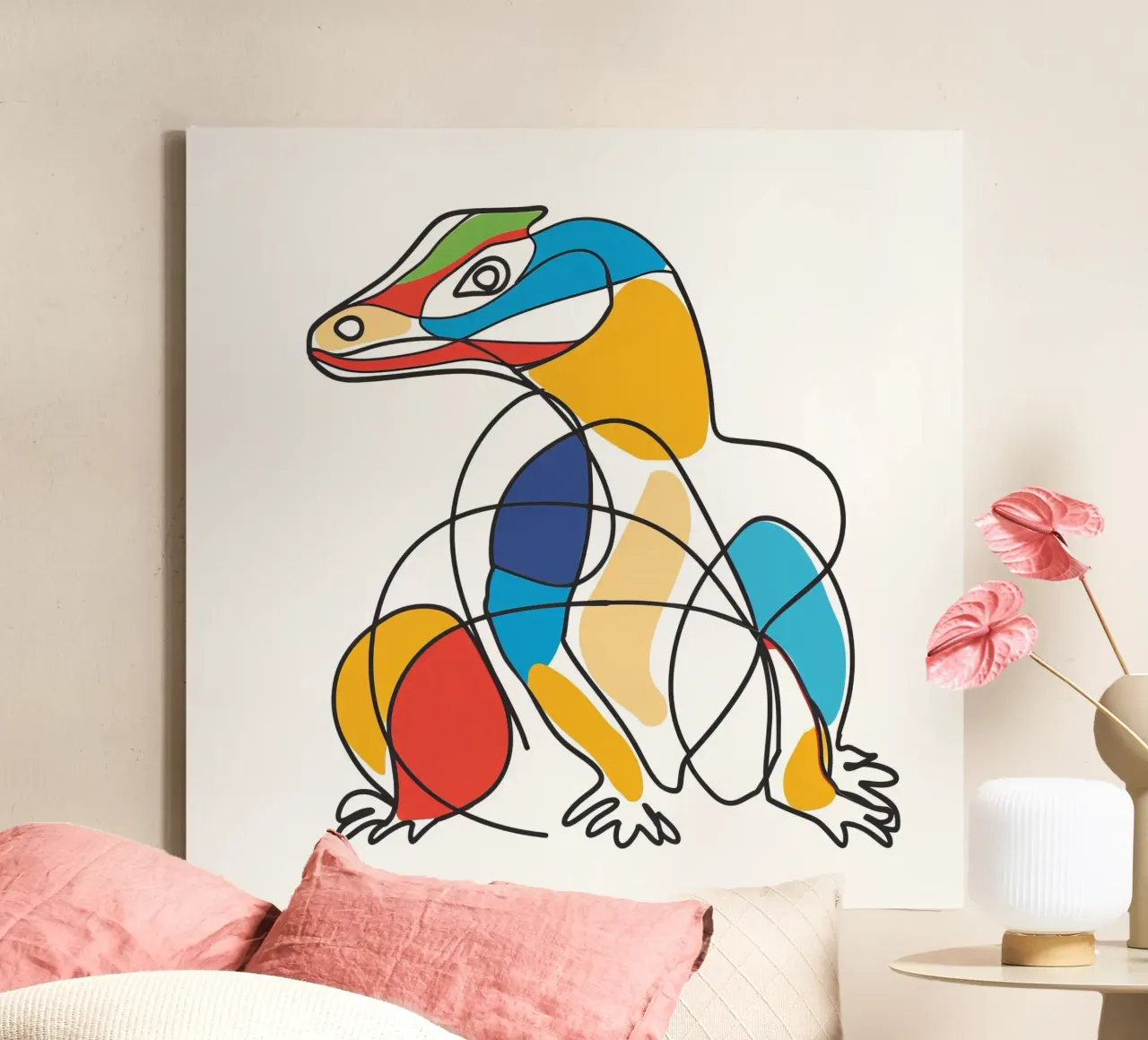 LIJNTEKENINGEN MAJESTUEUZE DIEREN canvas met Baklijst van Art Digital Visuel