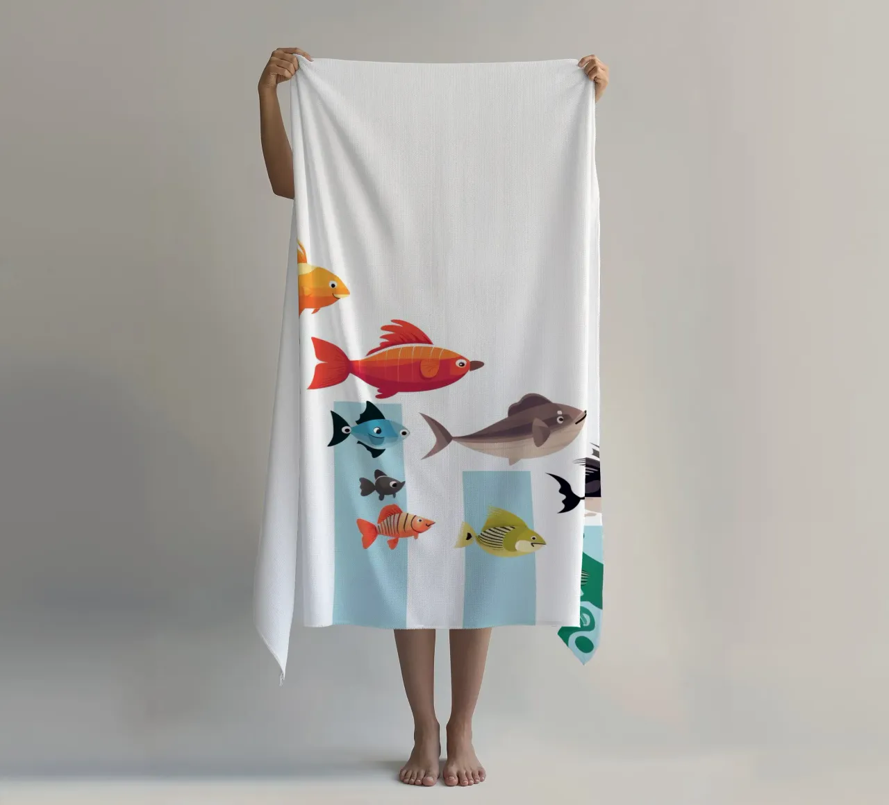 ANIMALI DIVERSI telo mare da Art Digital Visuel