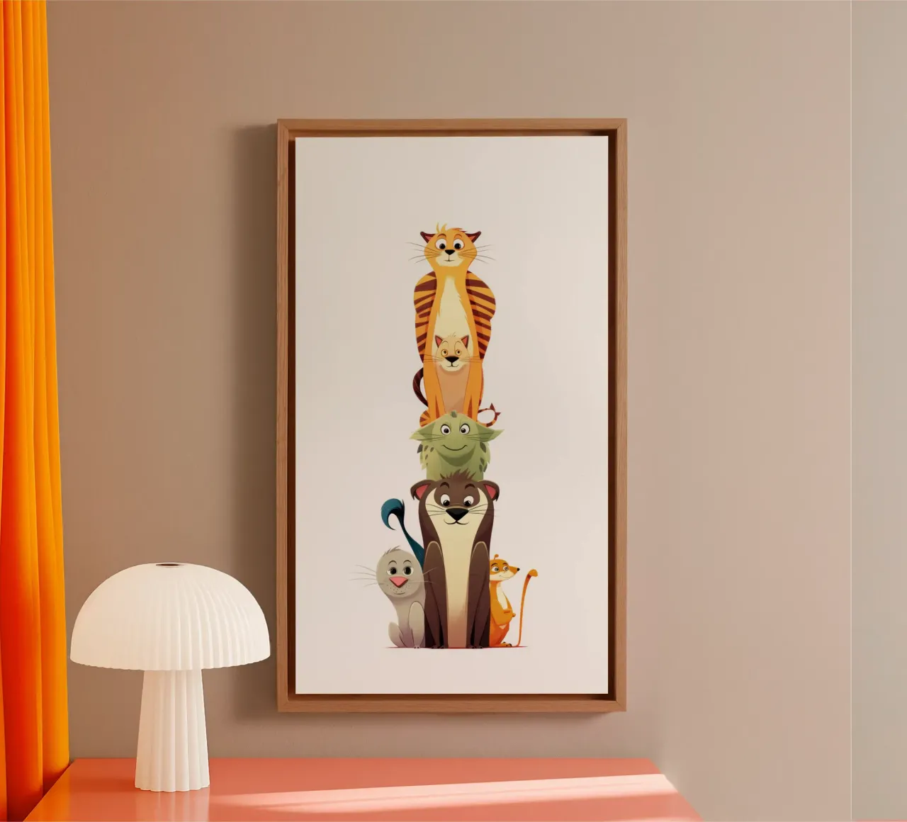 GRAPPIGE DIEREN canvas met Baklijst van Art Digital Visuel