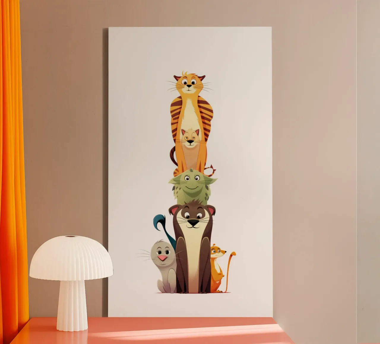 GRAPPIGE DIEREN canvas met Baklijst van Art Digital Visuel
