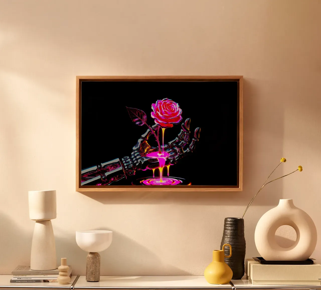 Le rose sono forgiate nel fuoco tela con Cornice a cassetta da Metallic Meltdown
