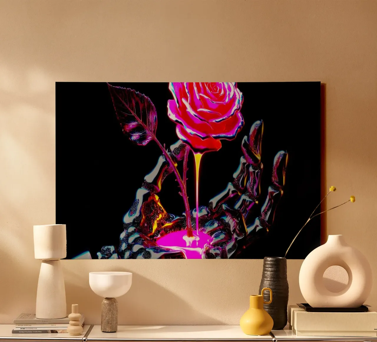 Le rose sono forgiate nel fuoco tela con Cornice a cassetta da Metallic Meltdown