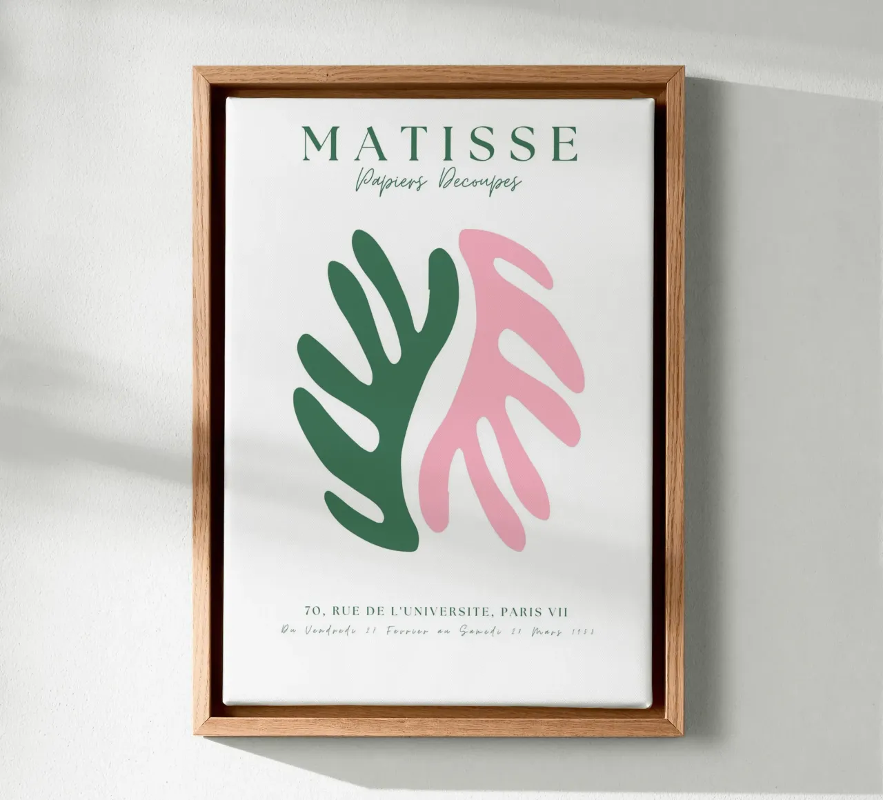Matisse Roze en Groen Abstracte kunst canvas met Baklijst van pdigitalprints
