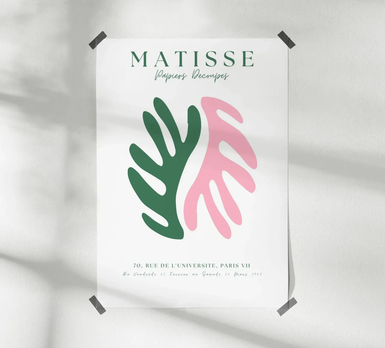 Matisse Roze en Groen Abstracte kunst poster met aluminium frame van pdigitalprints