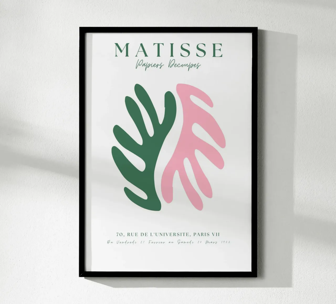 Matisse Roze en Groen Abstracte kunst poster met aluminium frame van pdigitalprints