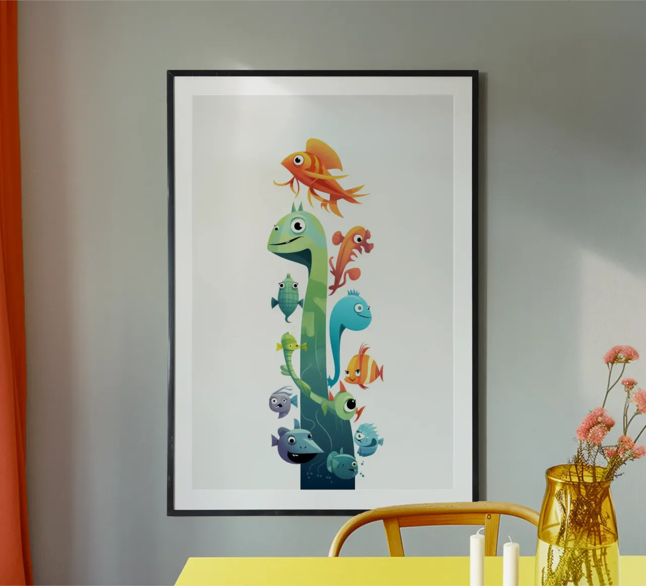 ANIMALI DIVERSI poster con telaio in legno da Art Digital Visuel