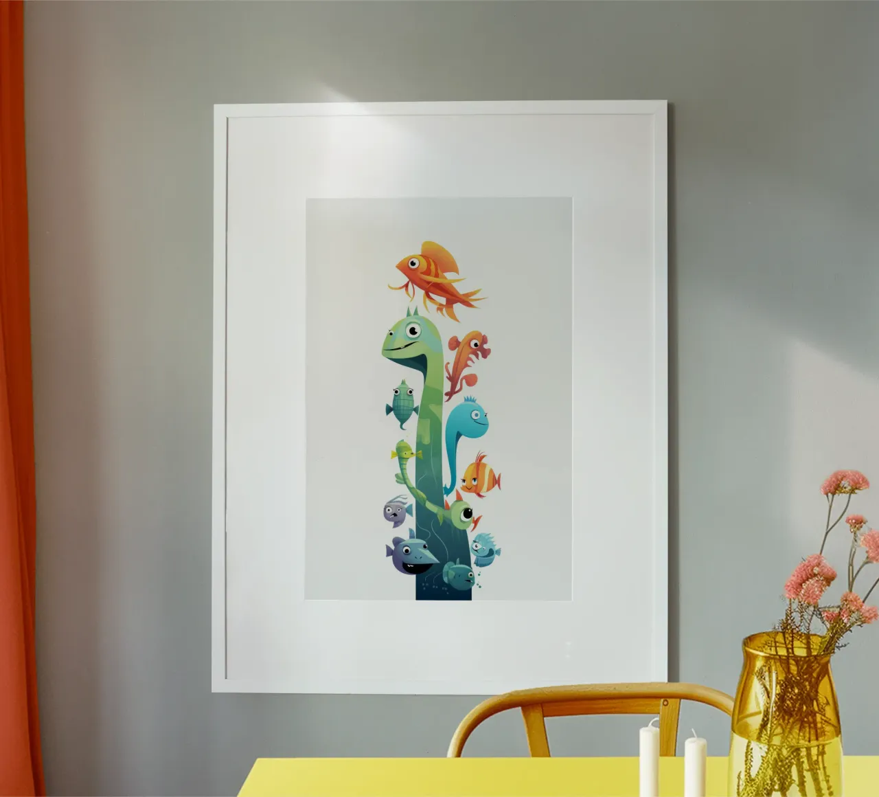ANIMALI DIVERSI poster con telaio in legno da Art Digital Visuel