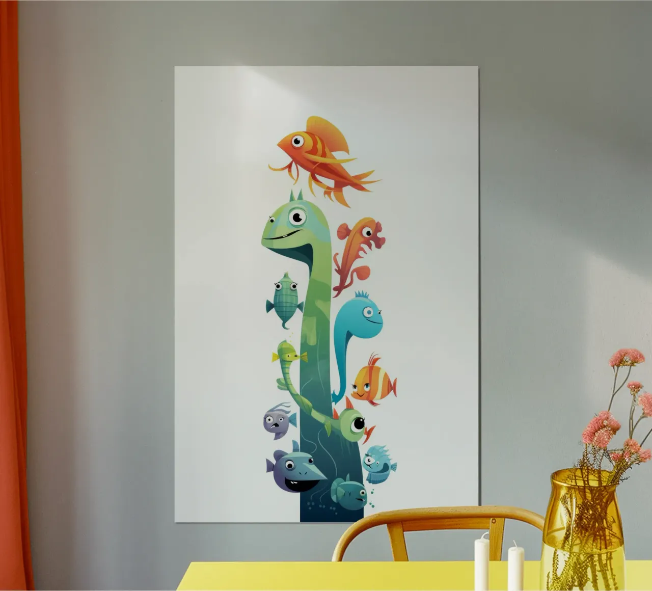 ANIMALI DIVERSI poster con telaio in legno da Art Digital Visuel