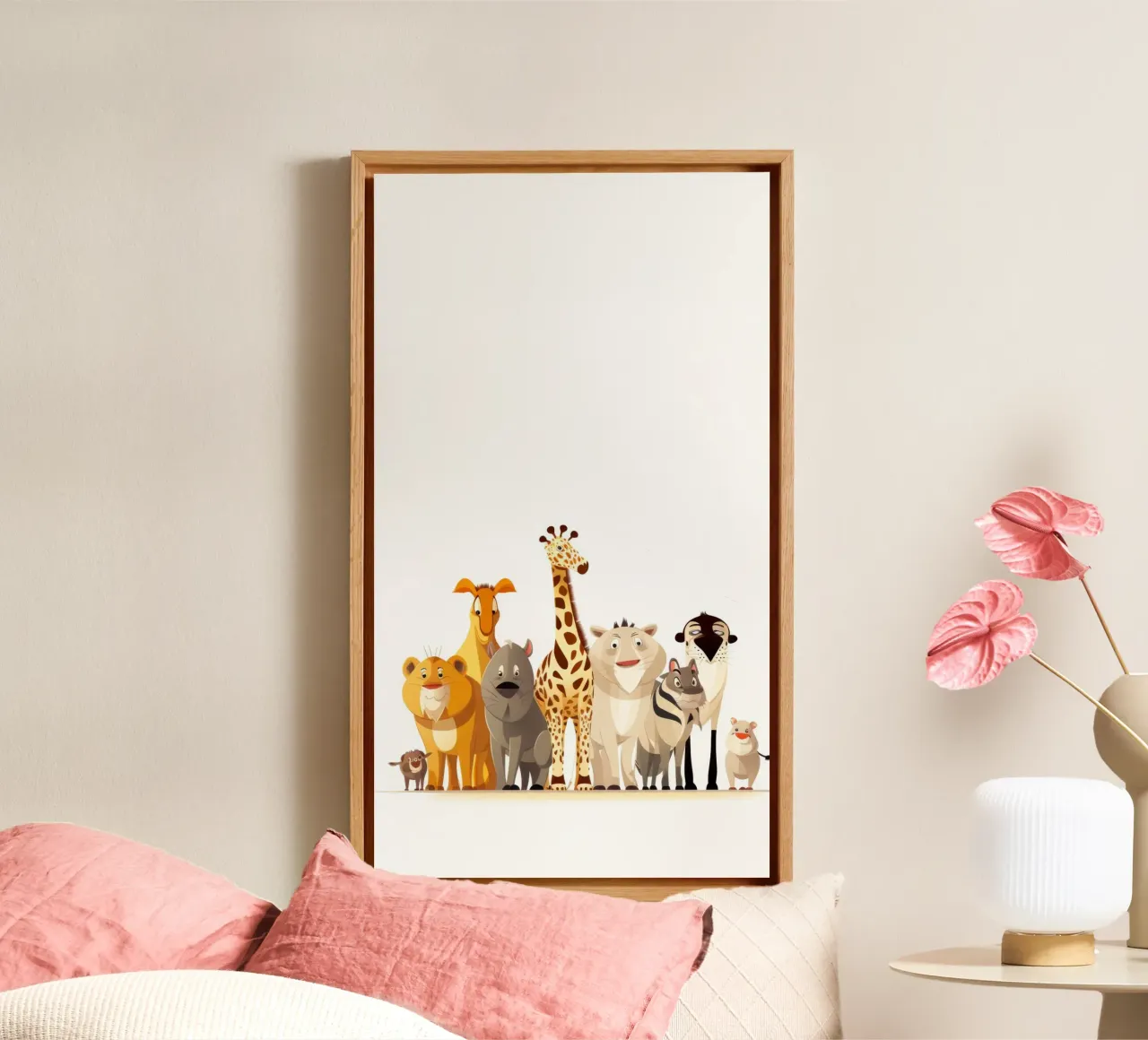 GRAPPIGE DIEREN canvas met Baklijst van Art Digital Visuel