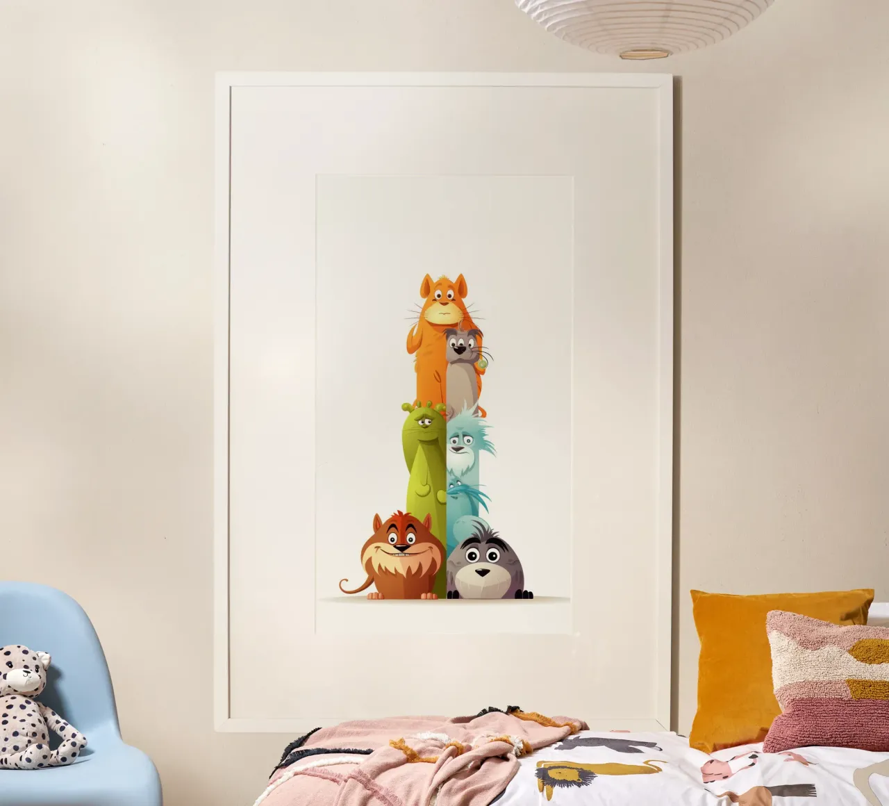 ANIMALI DIVERSI poster con telaio in legno da Art Digital Visuel