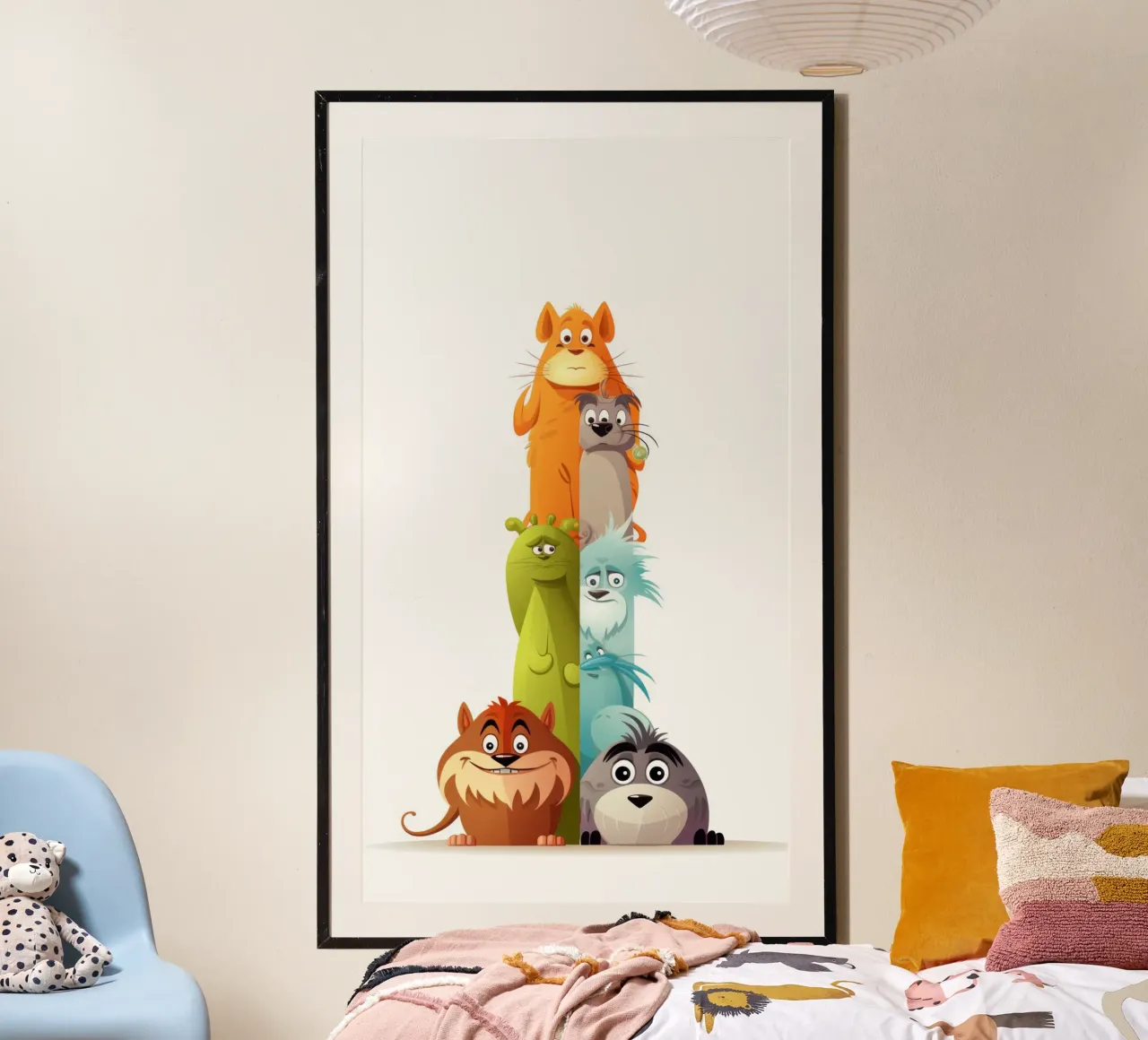 ANIMALI DIVERSI poster con telaio in legno da Art Digital Visuel