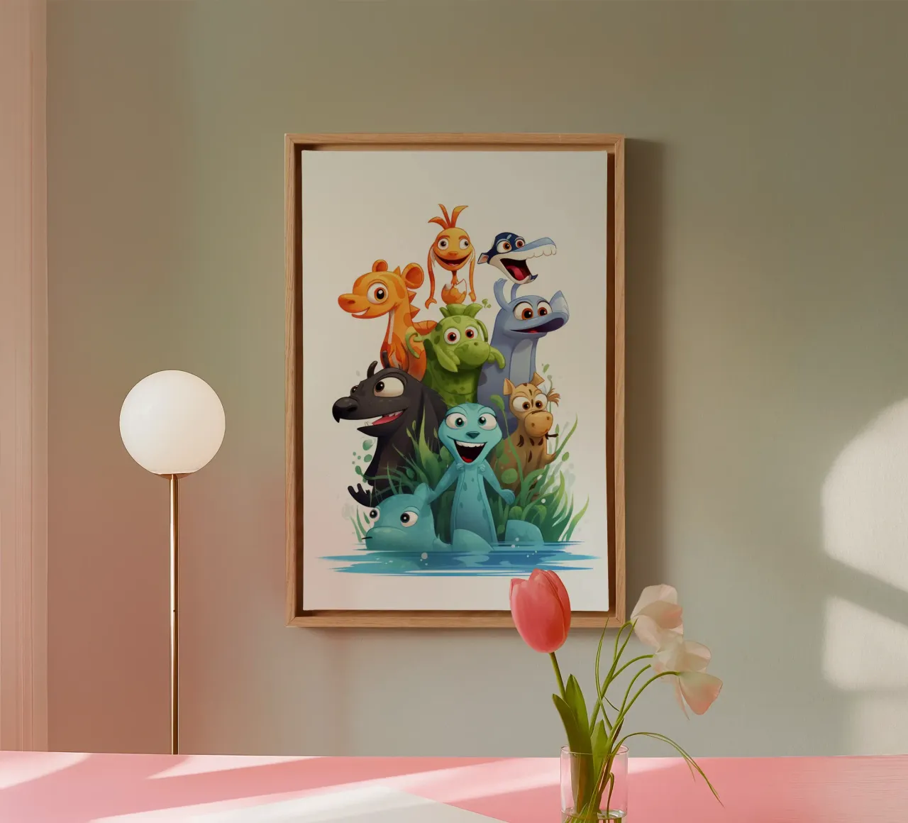 Leuke dieren canvas met Baklijst van Art Digital Visuel