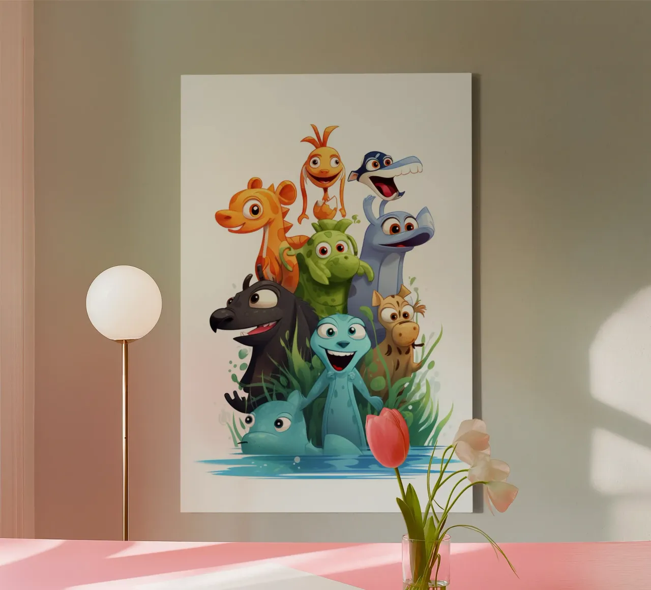 Leuke dieren canvas met Baklijst van Art Digital Visuel