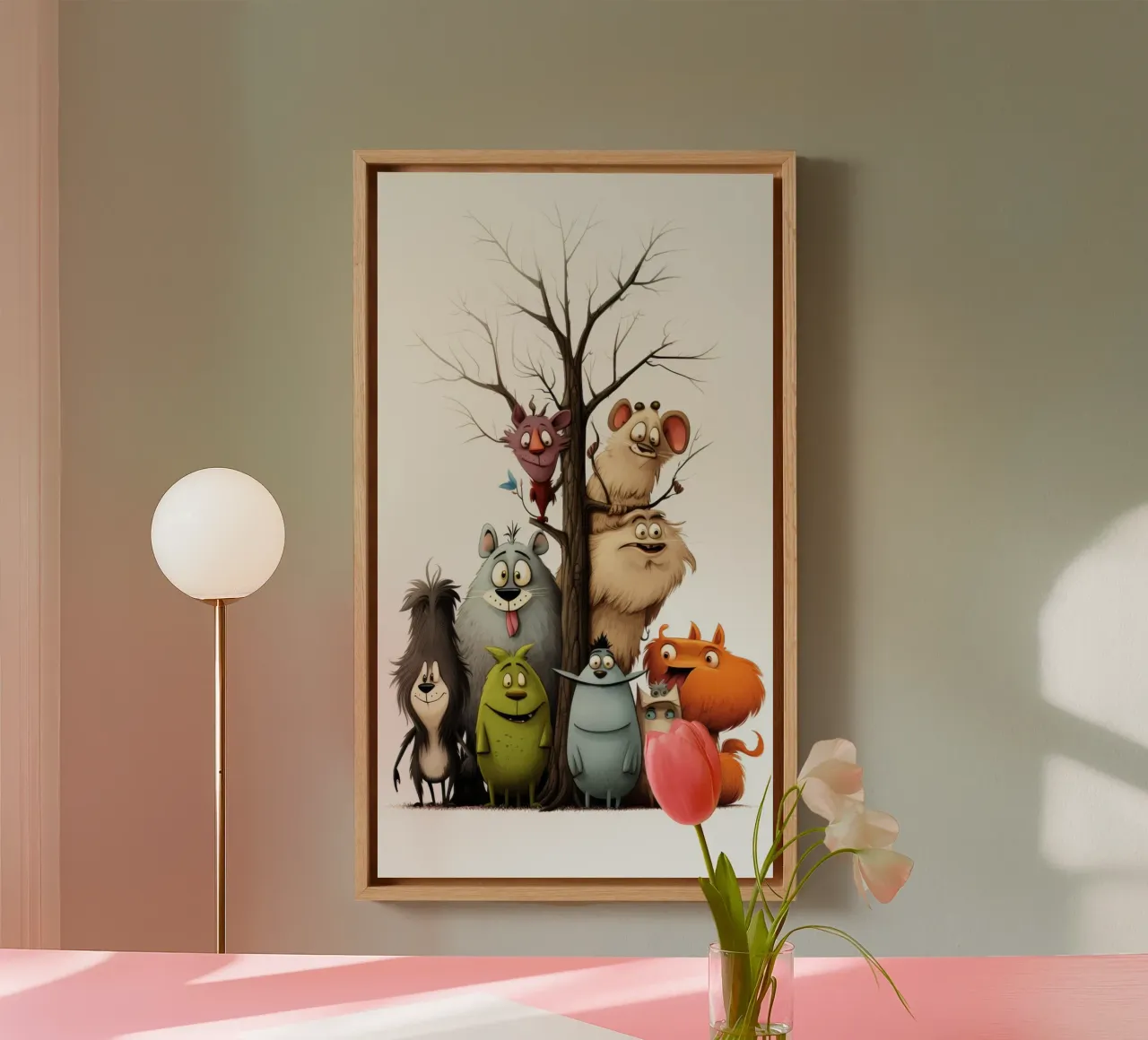 Leuke dieren canvas met Baklijst van Art Digital Visuel