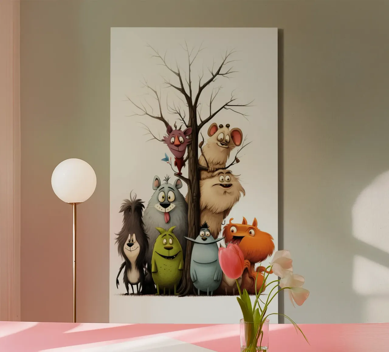 Leuke dieren canvas met Baklijst van Art Digital Visuel