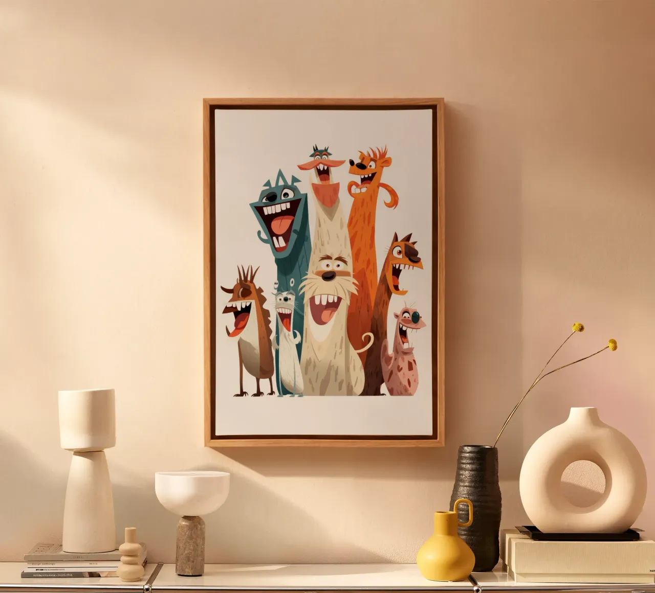 Leuke dieren canvas met Baklijst van Art Digital Visuel