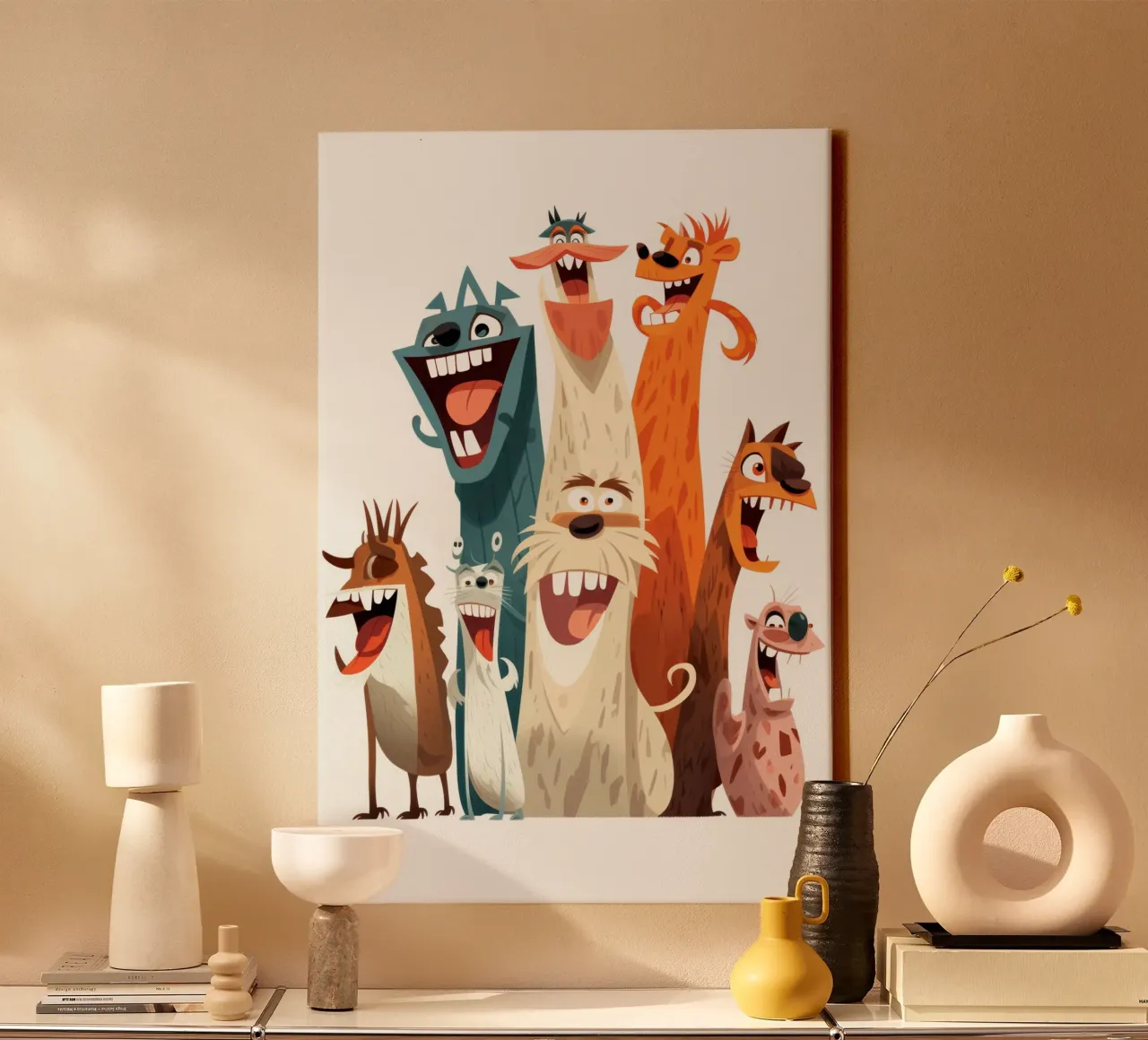 Leuke dieren canvas met Baklijst van Art Digital Visuel