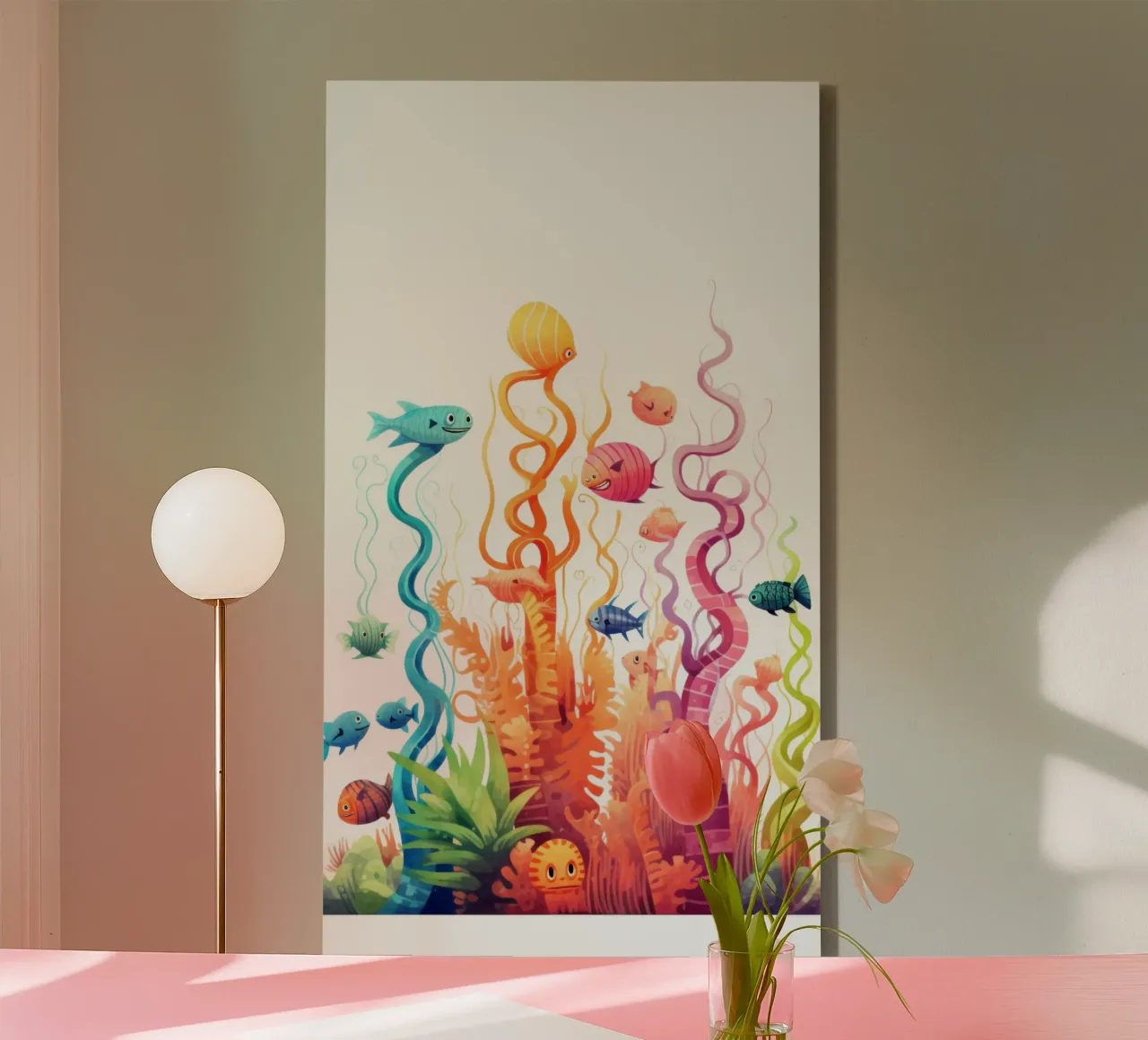 Leuke dieren canvas met Baklijst van Art Digital Visuel