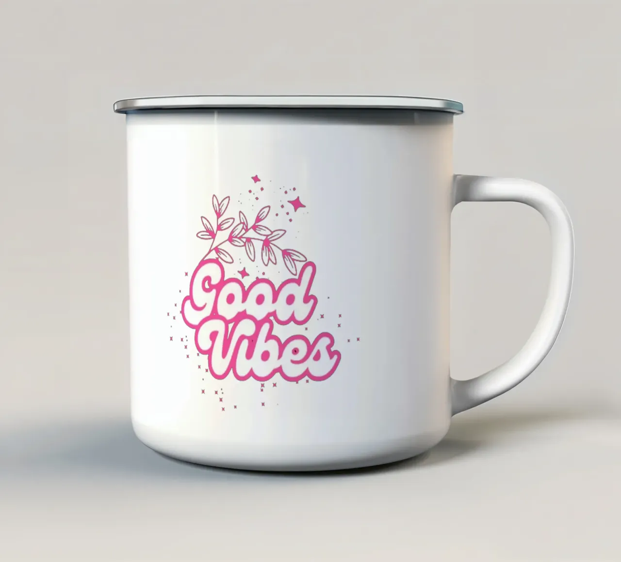 Good Vibes Motivational Quotes tazza in smalto da Dreamer10