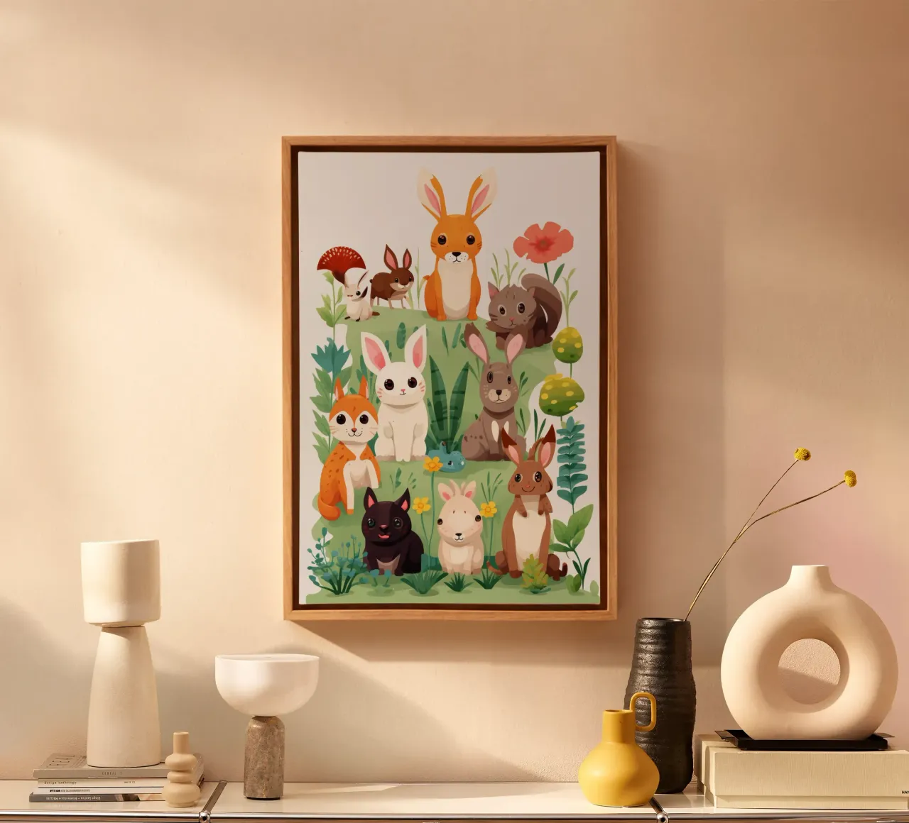 Leuke dieren canvas met Baklijst van Art Digital Visuel