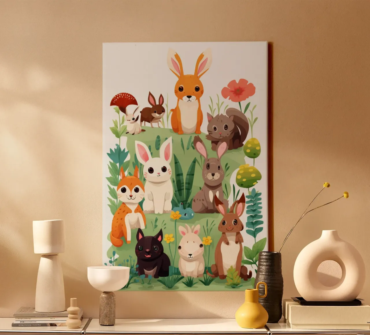 Leuke dieren canvas met Baklijst van Art Digital Visuel