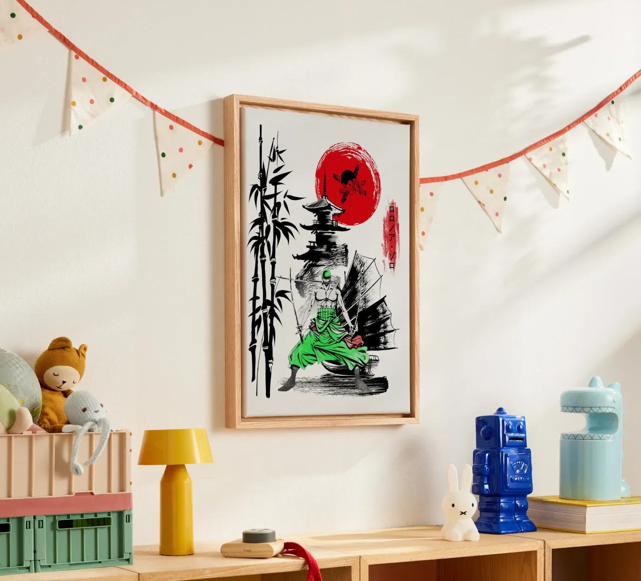 Roronoa Zoro tela con Cornice a cassetta da Neonartstudio